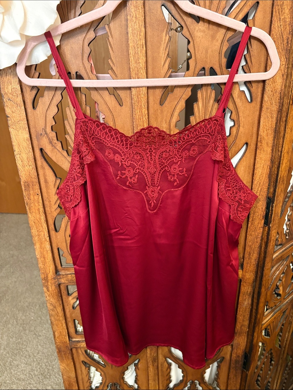Torrid Burgundy Satin Lace-Trim Cami